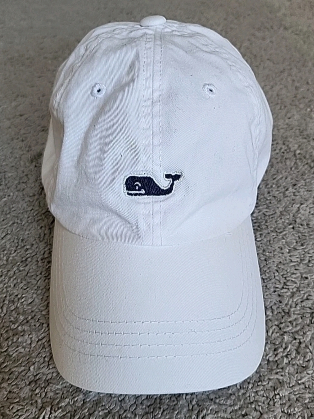 Vineyard Vines Dad Hat Cap White Strap Back Adjustable Blue Whale Logo